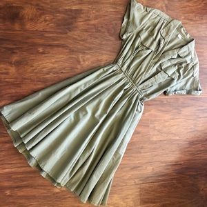 Vtg Utility/Safari Dress - 100% Cotton w Pockets